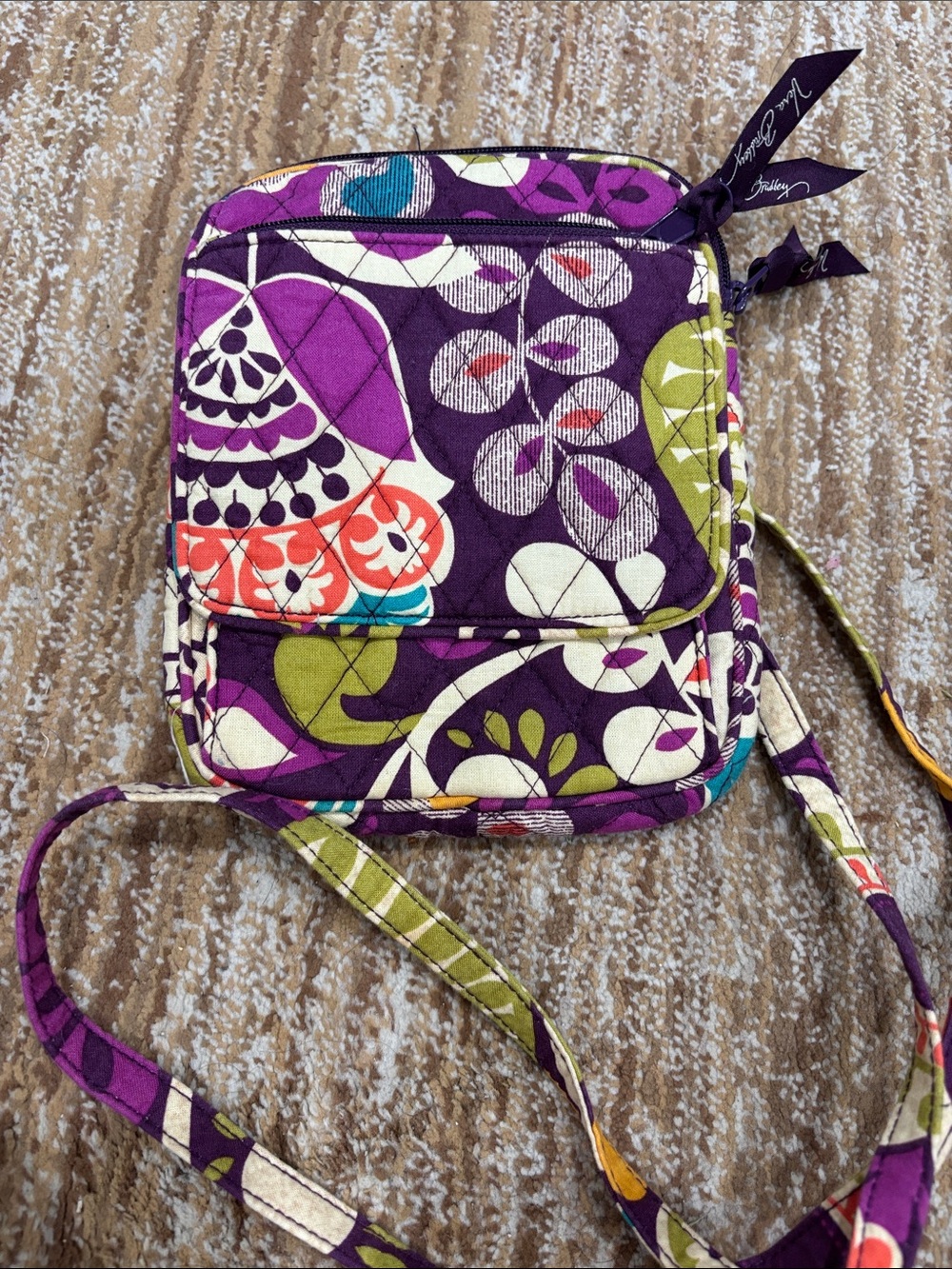 Vera Bradley Purple Floral Quilted Crossbody with Multicolor Accents